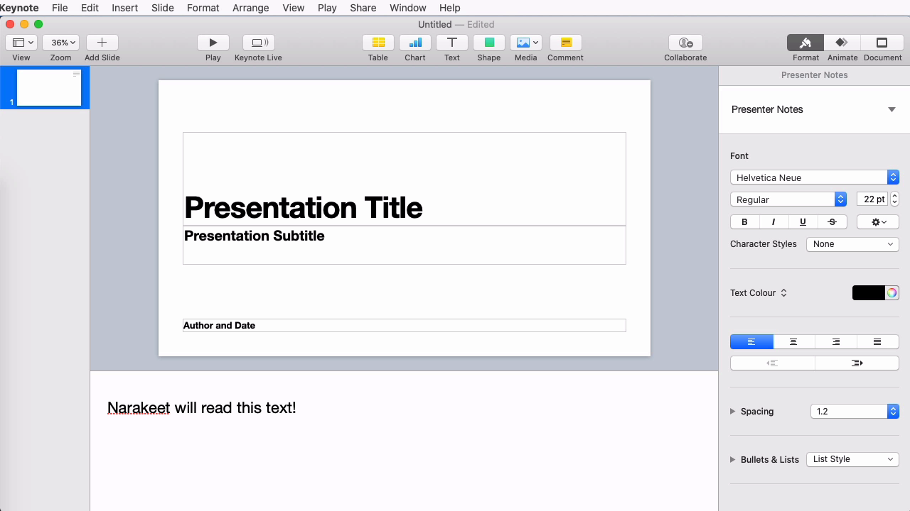 Apple Keynote presenter notes Apple Keynote presenter notes