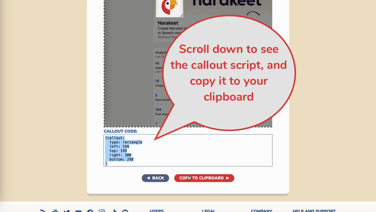 Narakeet callout designer script