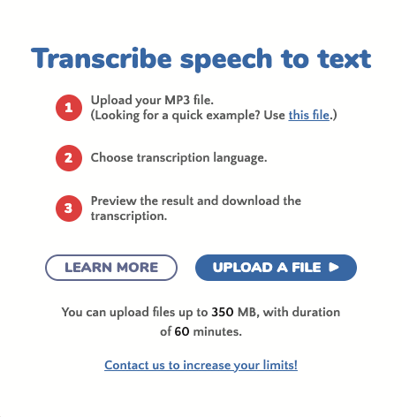 Upload your audio file for transcription