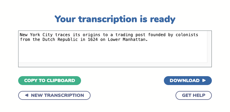 Preview and download your transcription