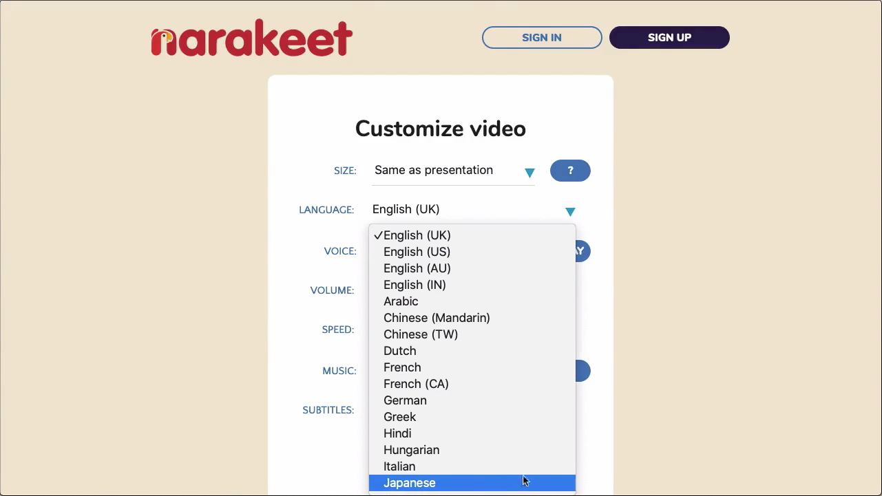 Change The Voice Over Language Or Voice