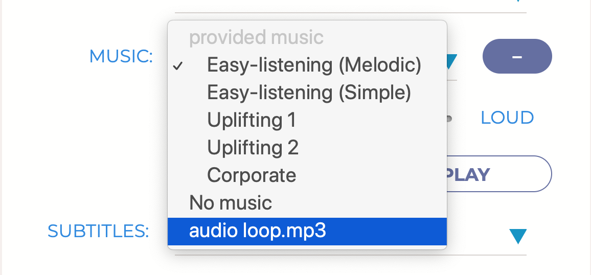 audio loop list for videos