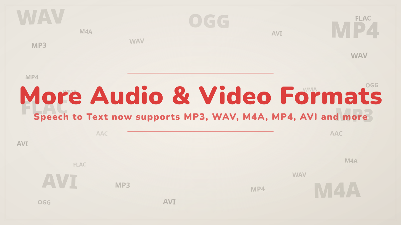 Speech to Text Multi-Format Support