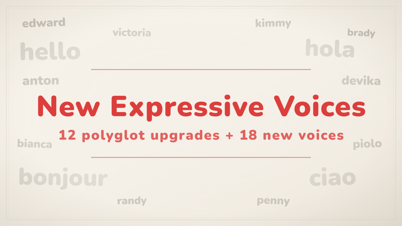 Polyglot Voice Upgrades and 18 New Expressive Voices